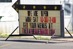 The sign for the Barbeque Shack in Woodward, OK, promotes its website.