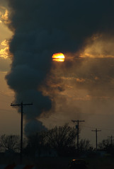 Smoke obscures the sun