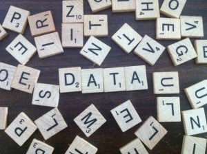 Data spelled out in Scrabble