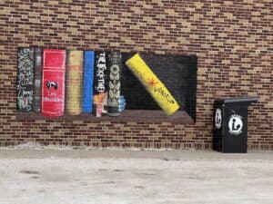 Mural on the side of the library in Gowrie