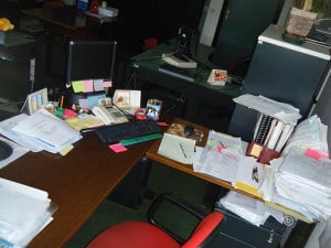 Cluttered desk