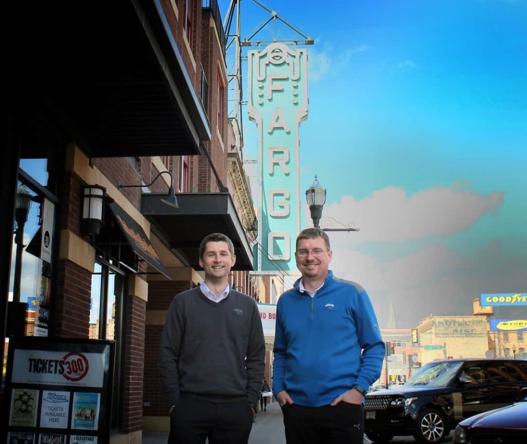 Fargo tech startup co-founders Brandon Medenwald and Bill Burgess.